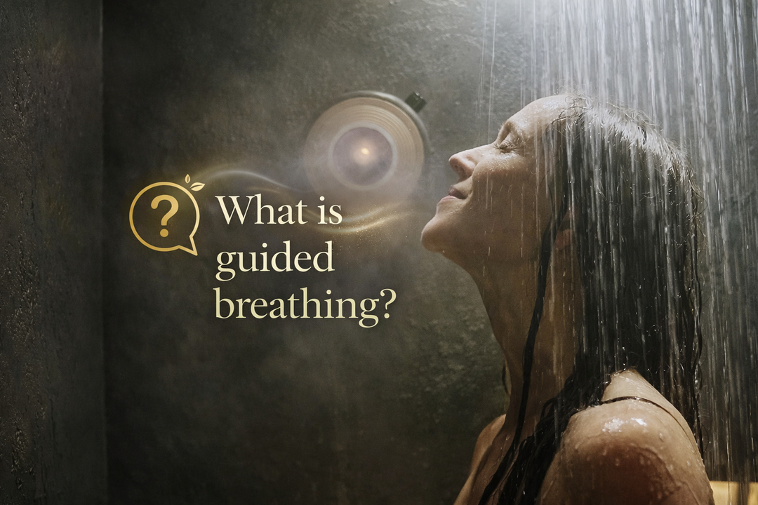 Image of woman using ScentXpresso smart shower diffusers SmartHalo breathing light for Box breathing